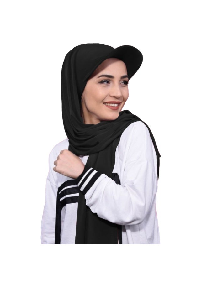 Hijab with Hat for Women Adjustable Soft Long Under Scarf Baseball Caps Muslim Head Wraps  - Image 1