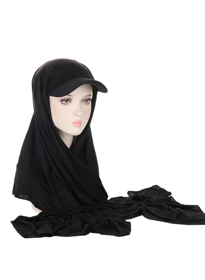 Hijab with Hat for Women Adjustable Soft Long Under Scarf Baseball Caps Muslim Head Wraps  - Image 4