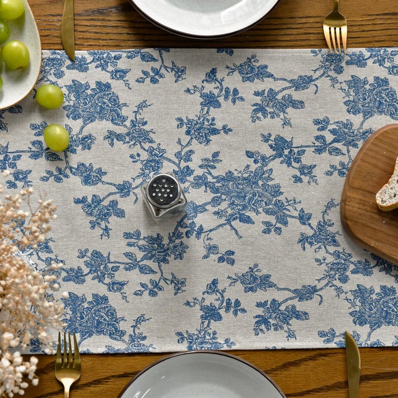 Artoid Mode Monochrome Sketch Branch Toile Textures Chinoiserie Cotton Dark Grey Table Runner, Seasonal Spring Summer Kitchen Dining Table Decoration for Home Party Decor 13x48 Inch - Image 4