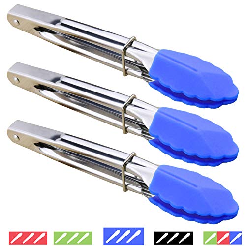 HIMI Himi Small Tongs With Silicone Tips 7-Inch Serving Tongs - Set of 3 - Mini Food Tongs Stainless Steel Perfect for - Image 1