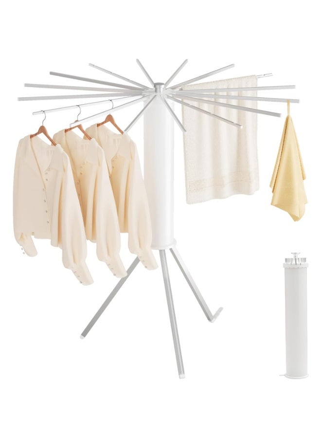 كادي ون منشر ملابس أرضي دوّار قابل للطي بتصميم أسطواني مكون من 16 عمود للتهوية والتجفيف السريع، رف تجفيف الملابس ستانلس ستيل مثالي للاستخدام الداخلي و الخارجي - Image 1