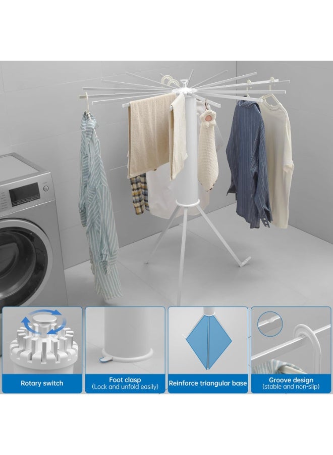 كادي ون منشر ملابس أرضي دوّار قابل للطي بتصميم أسطواني مكون من 16 عمود للتهوية والتجفيف السريع، رف تجفيف الملابس ستانلس ستيل مثالي للاستخدام الداخلي و الخارجي - Image 5