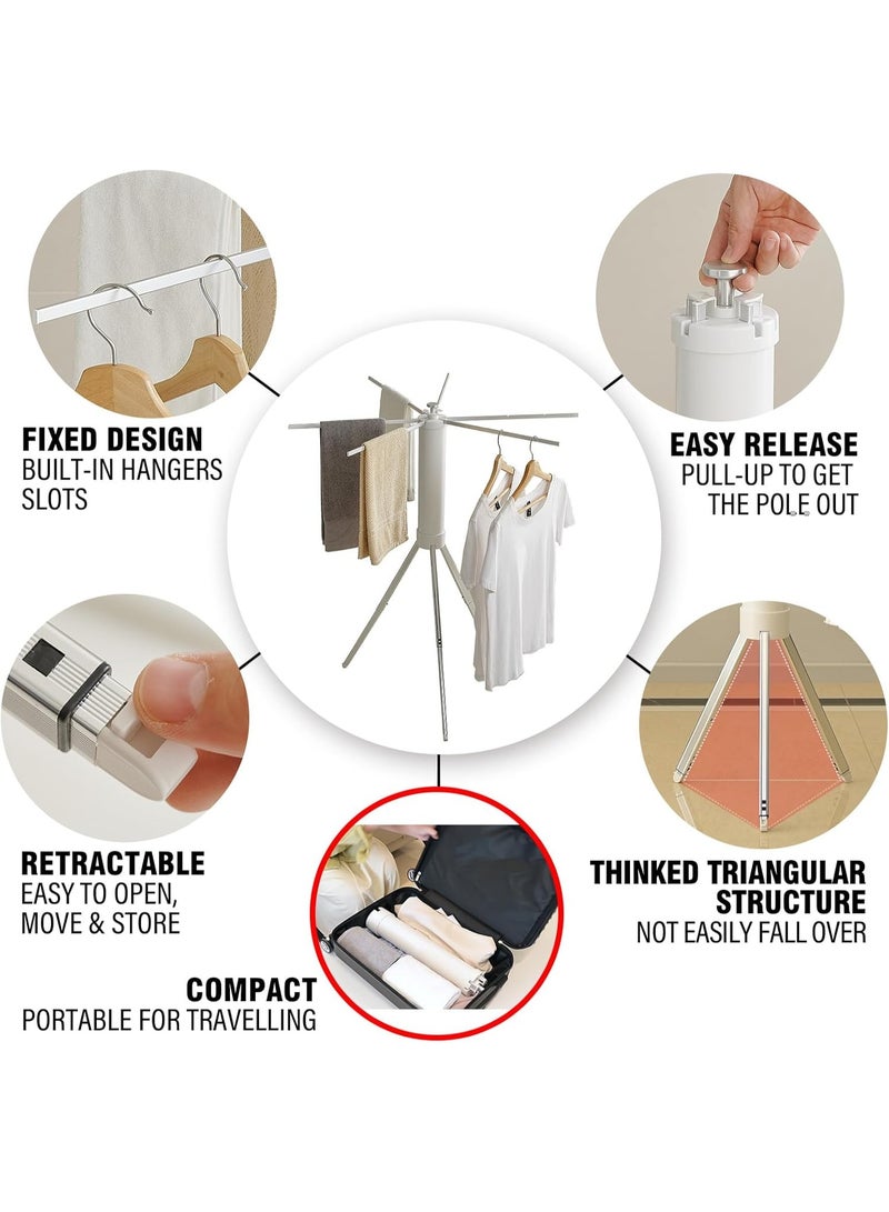 كادي ون منشر ملابس أرضي دوّار قابل للطي بتصميم أسطواني مكون من 16 عمود للتهوية والتجفيف السريع، رف تجفيف الملابس ستانلس ستيل مثالي للاستخدام الداخلي و الخارجي - Image 3
