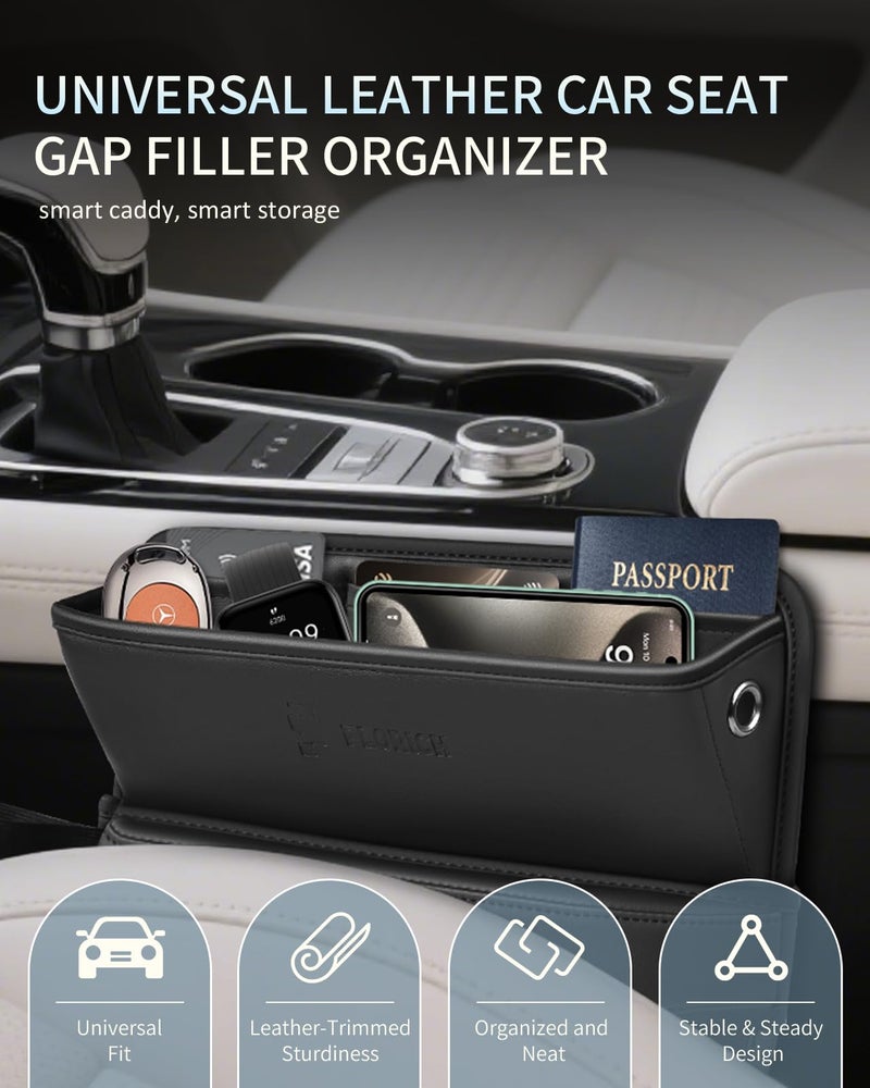 FLORICH Car Seat Gap Filler, Pro-Seats Gap Filler Organizer and Storages 2-in-1, Premium Leather Center Console Organizer, Car Organizer Front Seat Universal Fit for Car SUV Truck - Image 2