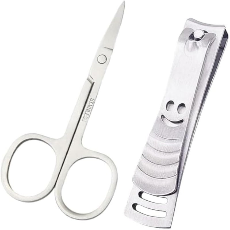 Manicure Set 2 Pieces Stainless Steel Manicure Set Manicure Set for Women and Men Travel Nail Care Tool Set (Silver)
