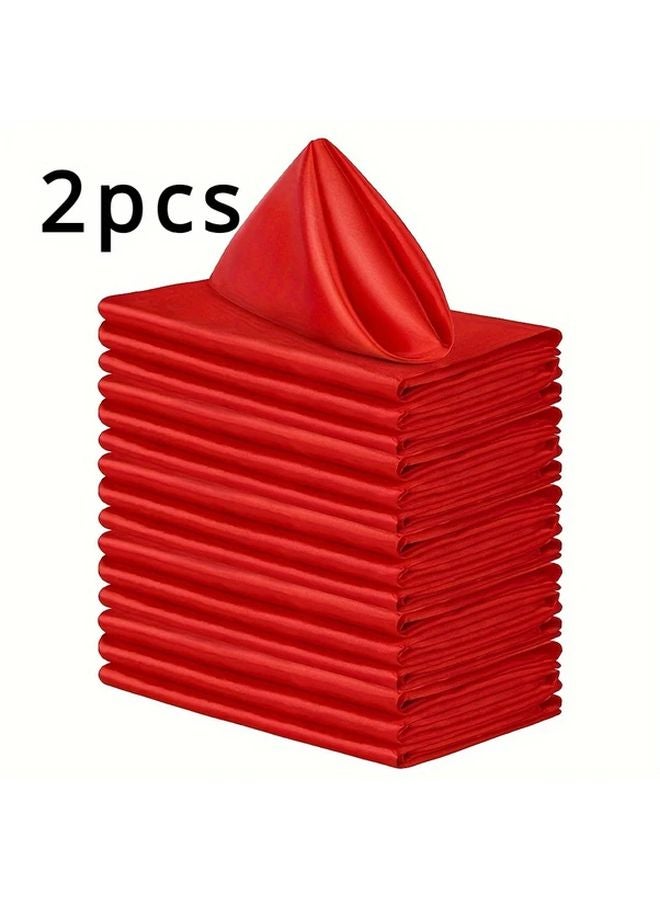 عبوتان من مناديل المائدة الحمراء 30 سم مربعة من البوليستر لتزيين طاولة الطعام للحفلات والأعراس - Image 1
