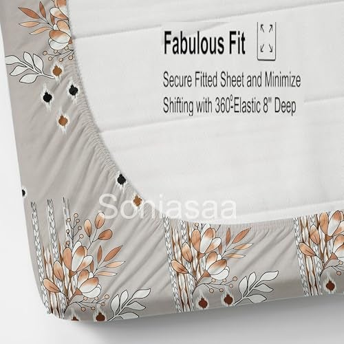 Soniasaa 308 TC Cotton Feel All Around Elastic Fitted Bedsheet, Elastic Fitted Bedsheet Single Size Bedsheet for Single Bed with 1 Pillow Cover, Size - 72 x 36 x 8 Inche Color - Image 4