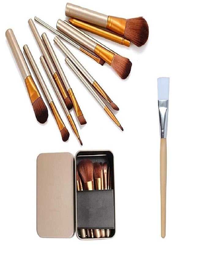 Lele? Makeup Brushes Kit Set of 12 with A Silver Storage Box and 1 facial Brush - Image 1