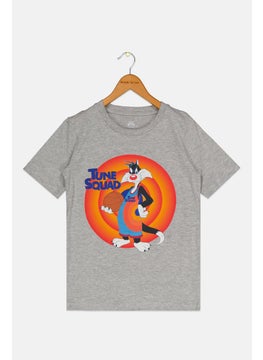 Space Jam Kids Boy Crew Neck Short Sleeve Graphic Print T-Shirt, Grey  - Image 1