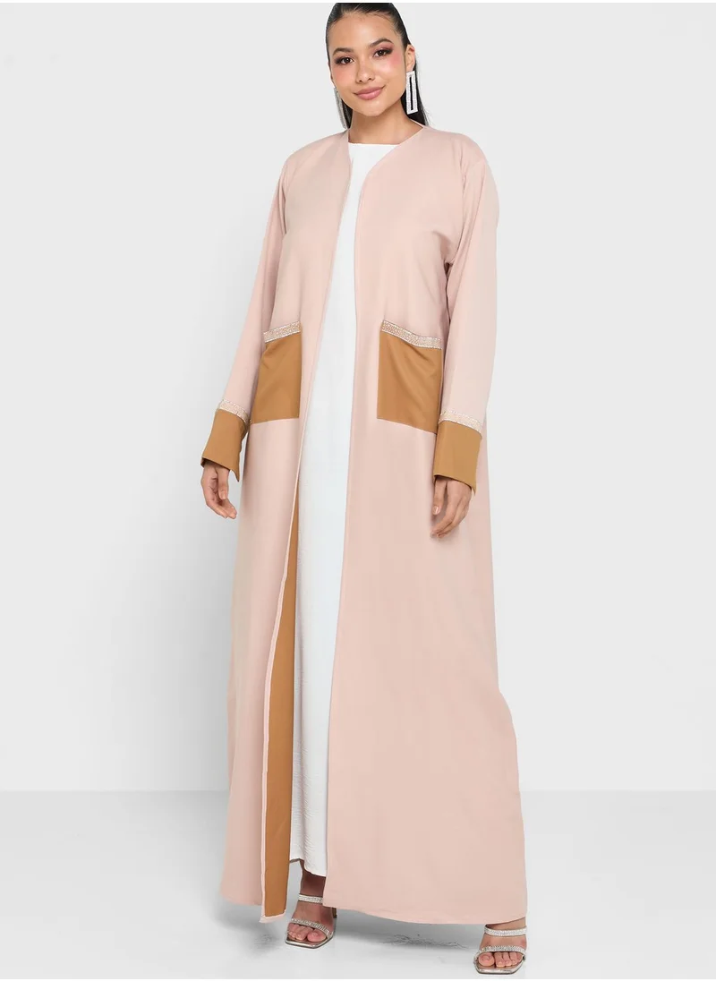 hayas closet Embellished Pocket Detail Abaya