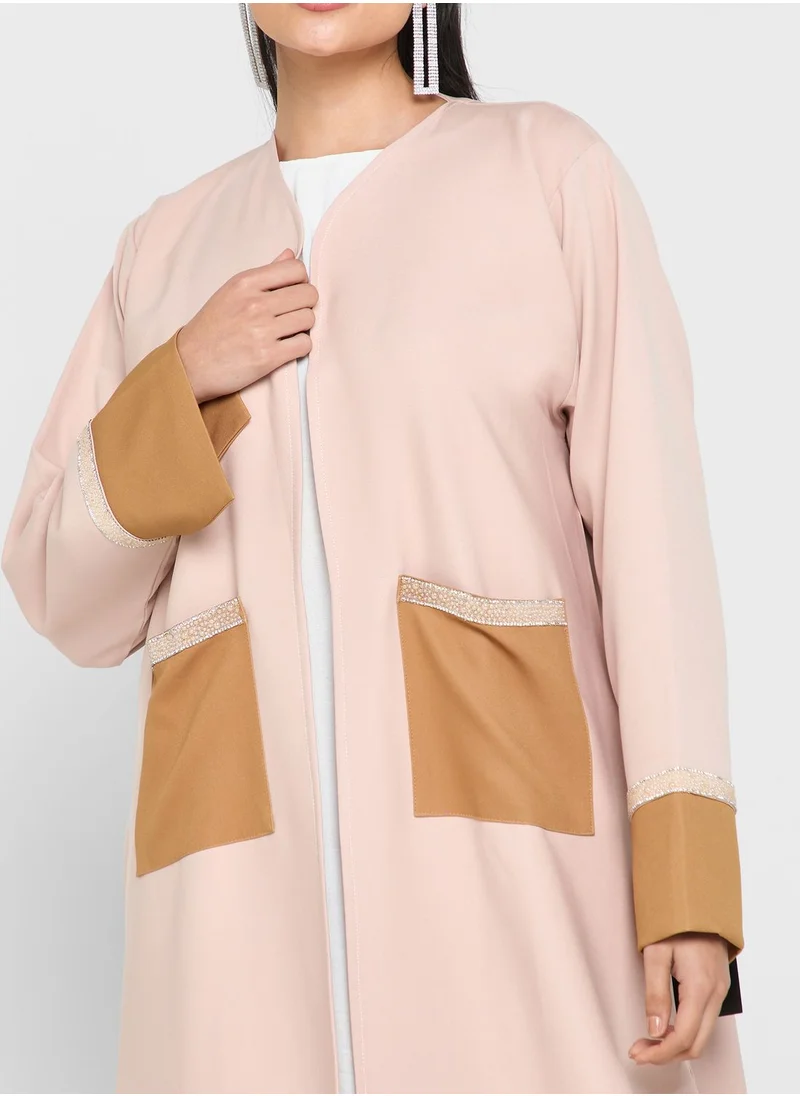 hayas closet Embellished Pocket Detail Abaya