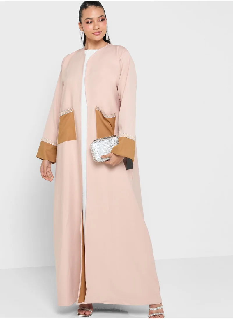 hayas closet Embellished Pocket Detail Abaya