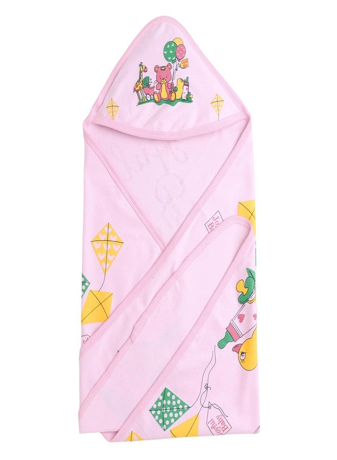 JOY'S E-STORE Super Soft Cotton Hooded Baby Towel – 90x55 cm | Lightweight & Skin-Friendly Bath Towel for Newborns, Infants & Toddlers (0–2 Years) | Quick Absorbent & Travel Friendly - 1952 Pink - Image 1