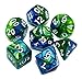 CREEBUY Blue Mix Green DND Dice Set for Dungeon and Dragons DD Pathfinder Role Playing Game RPG Polyhedral Dice with Dice Bag - Image 2