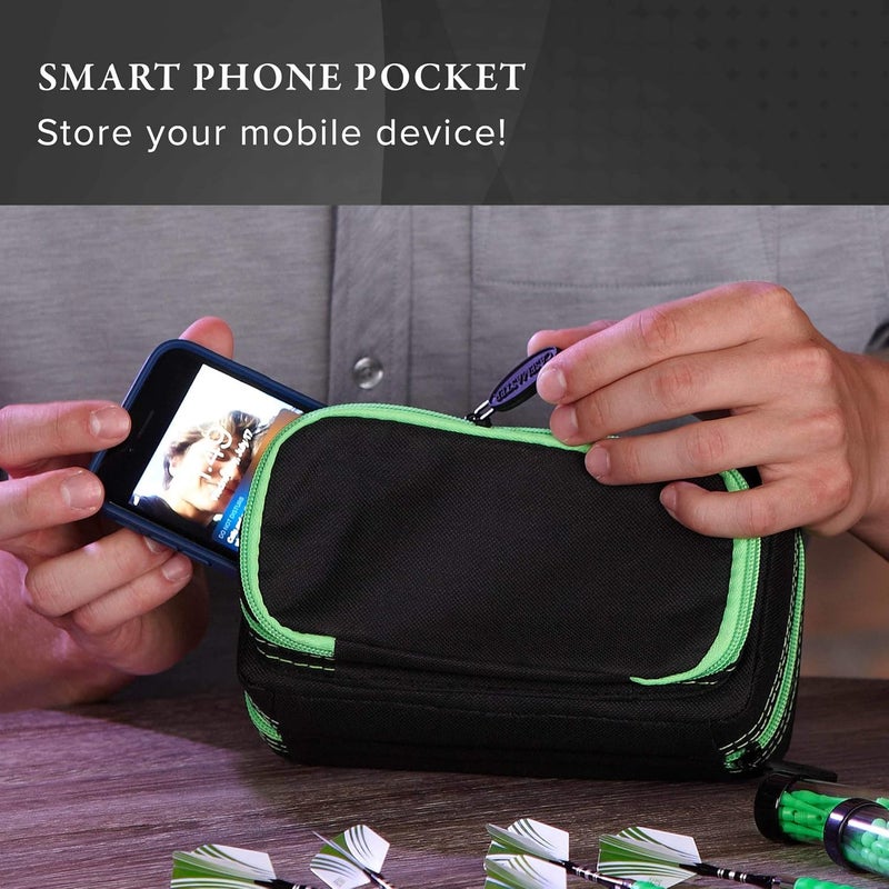 CASEMASTER Plazma Pro, 6 Dart Case for Soft and Steel Tip Darts, Features Large Front Mobile Device Pocket, Built-In Storage Tubes and Pockets for Flights, Tips, Shafts, and Personal Items - Image 5