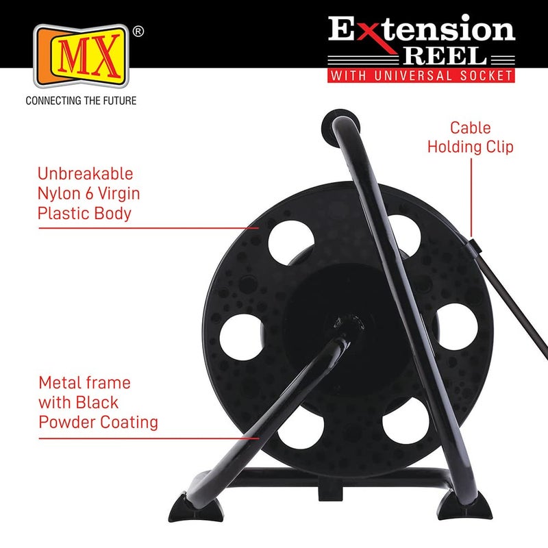 MX Cable Drum Extension Cable Reel Drum extension Drum 2 Universal Sockets Cable Drum Reel Extension Drum-perent (2 universal socket+5/15 amp+master switch, 10 MTR) - Image 5