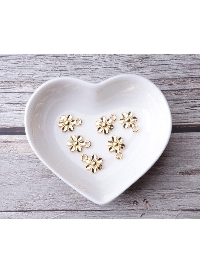 Ruwado 50 Pcs Little Flowers Charms Metal Vintage Cute Vintage Small Flower Pendants for Jewelry Making Kit Bracelet Necklace DIY Making Crafting Project Accessories Supplies (Gold) - Image 2
