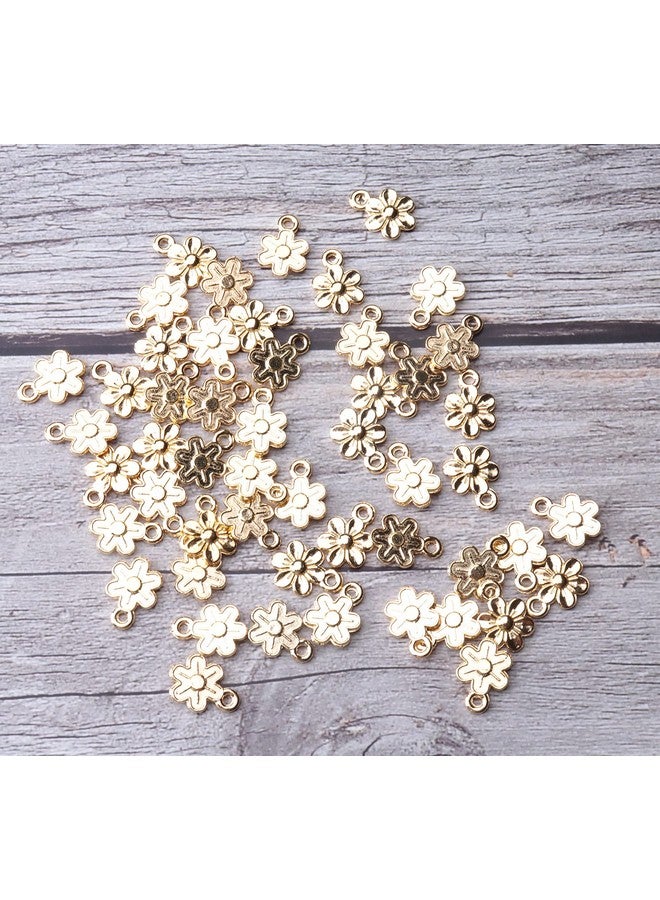 Ruwado 50 Pcs Little Flowers Charms Metal Vintage Cute Vintage Small Flower Pendants for Jewelry Making Kit Bracelet Necklace DIY Making Crafting Project Accessories Supplies (Gold) - Image 3