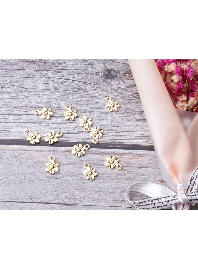 Ruwado 50 Pcs Little Flowers Charms Metal Vintage Cute Vintage Small Flower Pendants for Jewelry Making Kit Bracelet Necklace DIY Making Crafting Project Accessories Supplies (Gold) - Image 4