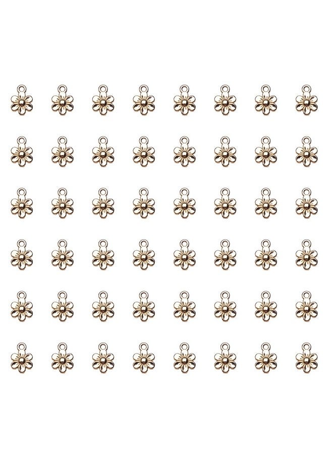 Ruwado 50 Pcs Little Flowers Charms Metal Vintage Cute Vintage Small Flower Pendants for Jewelry Making Kit Bracelet Necklace DIY Making Crafting Project Accessories Supplies (Gold) - Image 1