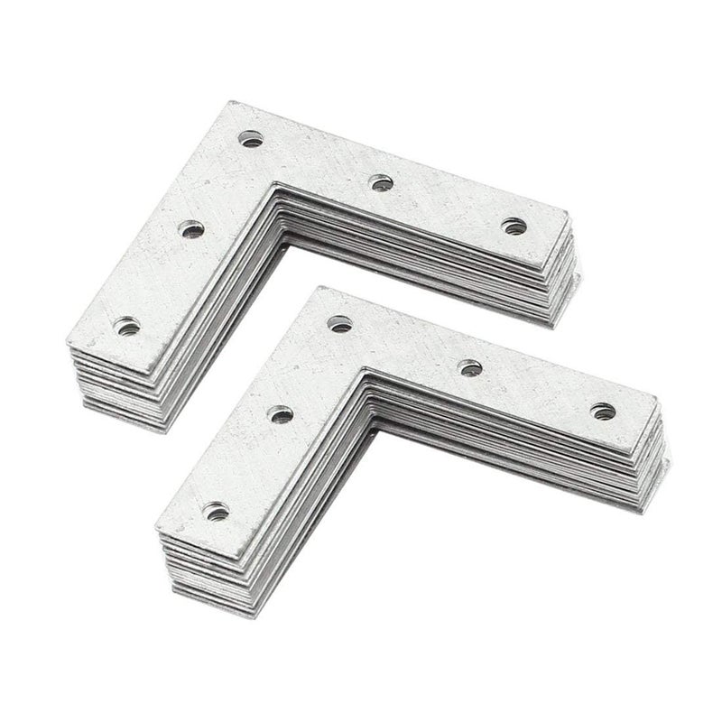 Teclican Flat Corner Brace Joint Right Angle Bracket Plate Connector Joint Fastener Shelf Support Repair Silver Tone for Wood Chair Bookshelf Window,75mm x 75mm/ 2.95" x 2.95" Pack of - (4) - Image 1