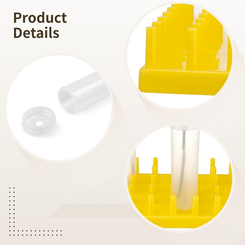 Bosreroy Test Tube Rack Set of 8, Large Plastic Vials with Screw Caps, Clear Storage Containers with Yellow Stand for Lab Work - Image 2
