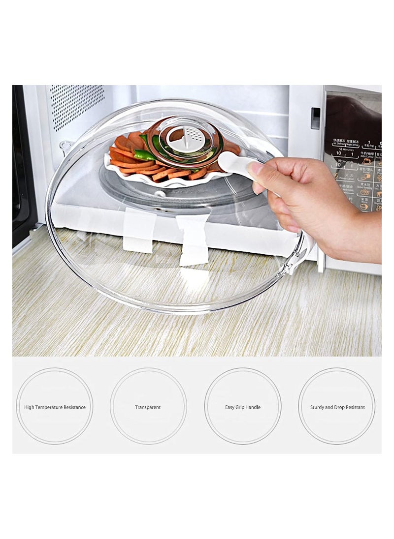 KASTWAVE 10.5 Inchs Microwave Splatter Cover for Food Clear Like Glass Microwave Splash Guard Cooker lid Dish bowl Plate Serving Cover with Steam Vent BPA-Free Safe Plastic  - Image 2