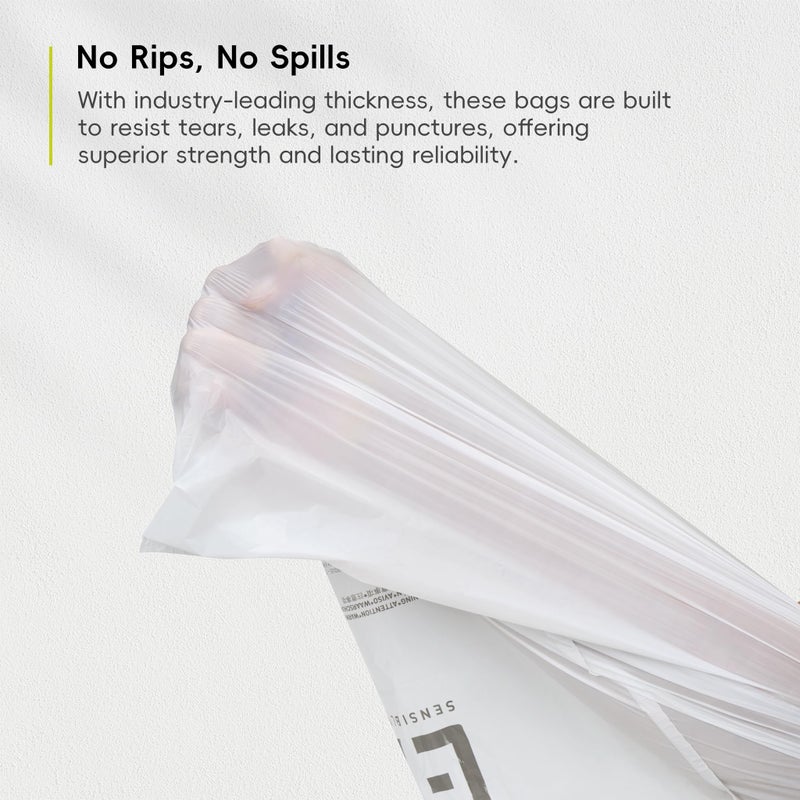 EKO 21 Gallon / 50-90 Liter,110 CountDrawstring Trash Bags, Extra-Strong Unscented Garbage Bags, Easy-Dispense Roll for Kitchen & Household Use, Resists Tears, Leaks and Punctures, Code G, White - Image 5