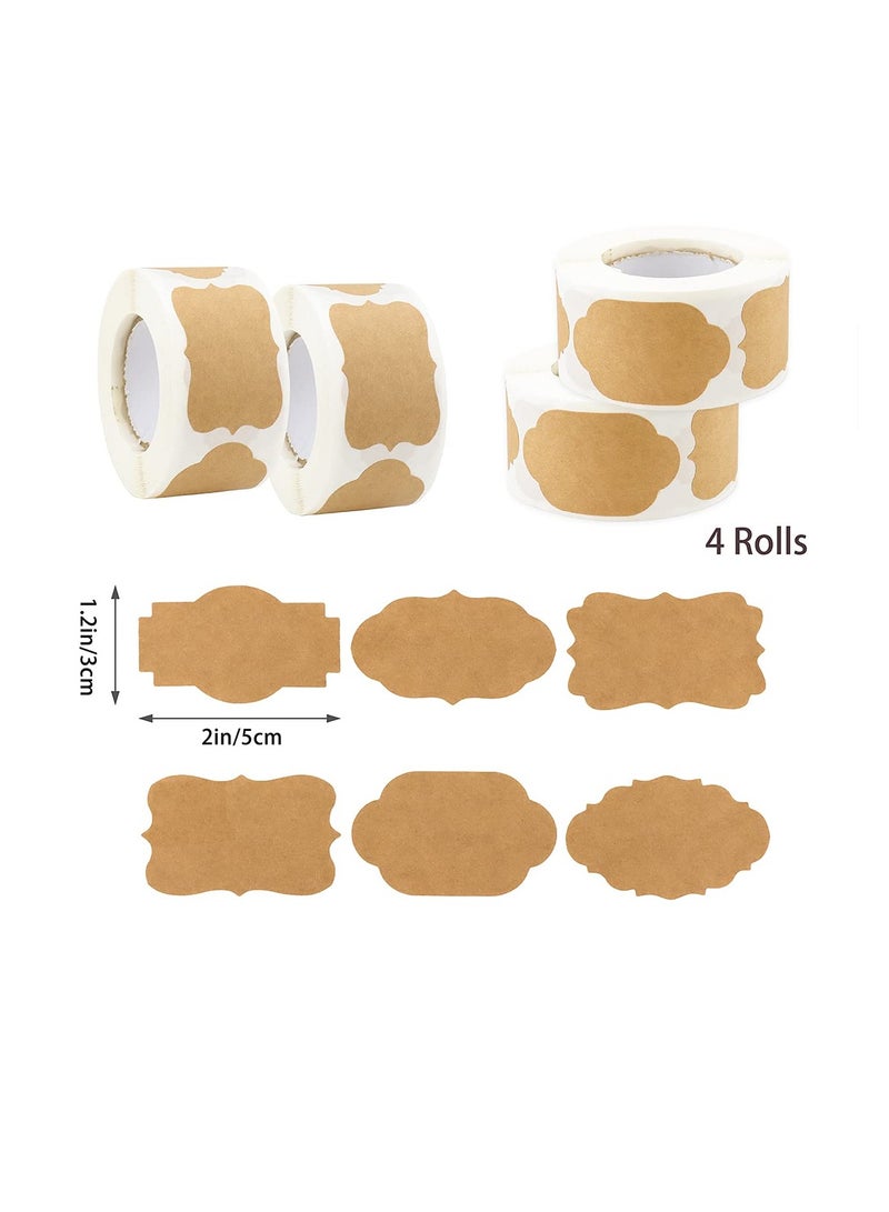 1200 PCS 1.2" x 2" Jar Name Labels, Natural Brown Kraft Paper Sticker Labels, Self-Adhesive Handmade Gift Tags Stickers for Holiday Glass Essential Oil Bottle Mason Jars Food Craft, 6 Styles - Image 2