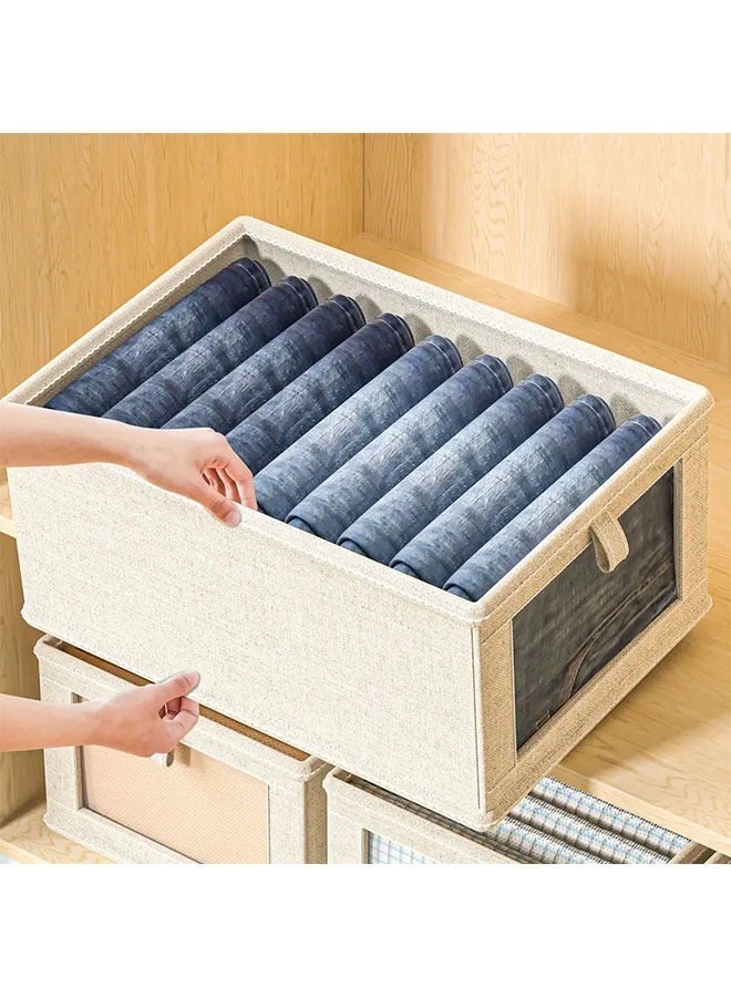 Baytak Clothes Storage Box for Home Closets, 1-Piece Foldable Cotton & Linen Wardrobe Organizer with Visual Window,Washable Large Capacity Stacking Bin for Socks Pants and Shirts Under-Bed Storage - Image 4