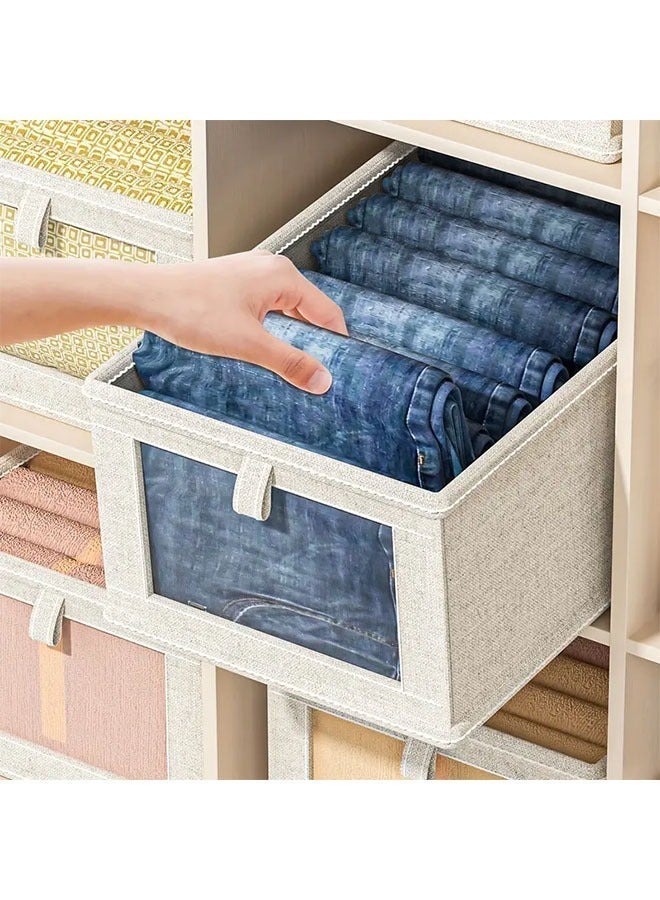 Baytak Clothes Storage Box for Home Closets, 1-Piece Foldable Cotton & Linen Wardrobe Organizer with Visual Window,Washable Large Capacity Stacking Bin for Socks Pants and Shirts Under-Bed Storage - Image 5