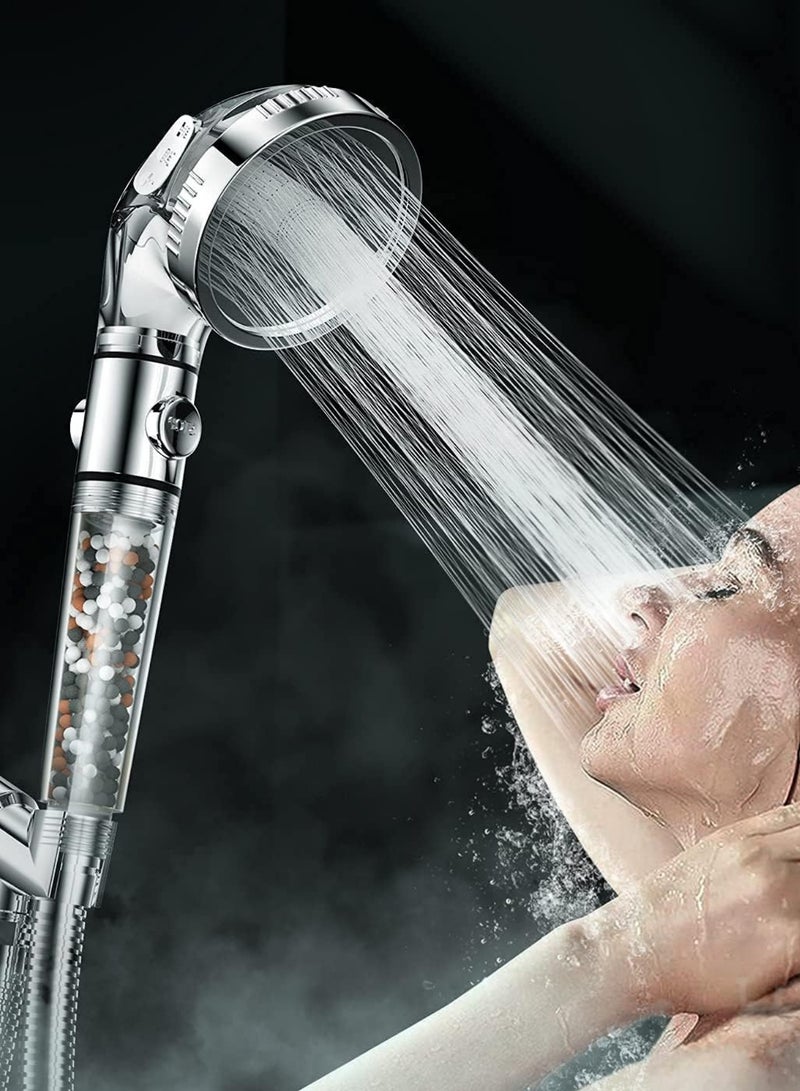 رأس دش مفلتر عالي الضغط للمياه العسيرة وتصفية الشوائب، رأس دش محمول باليد مع كرات فلتر. - Image 2