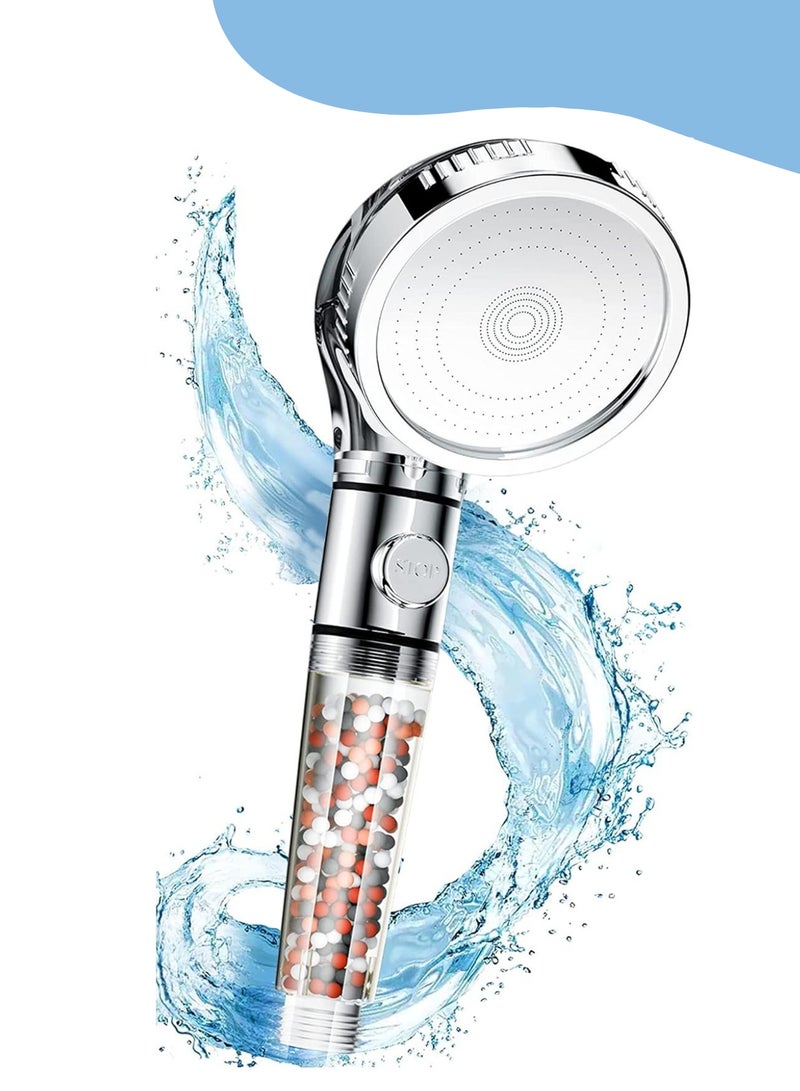 رأس دش مفلتر عالي الضغط للمياه العسيرة وتصفية الشوائب، رأس دش محمول باليد مع كرات فلتر. - Image 1