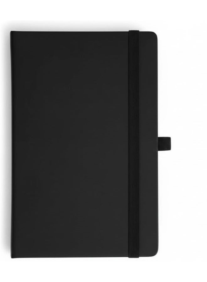 دفتر ملاحظات كلاسيكي فاخر (A5) بلمسة مخملية سوداء وإغلاق مرن - Image 1