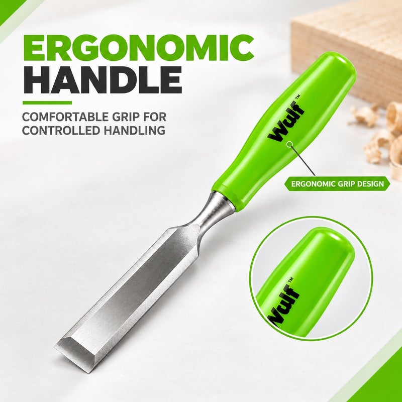 Wulf Wood Chisel 0.75 Inch 18mm Heavy Duty Woodworking Chisel with Hardened Steel Blade Ergonomic Handle for Carving Shaping Trimming and Wood Craft Work - Image 5