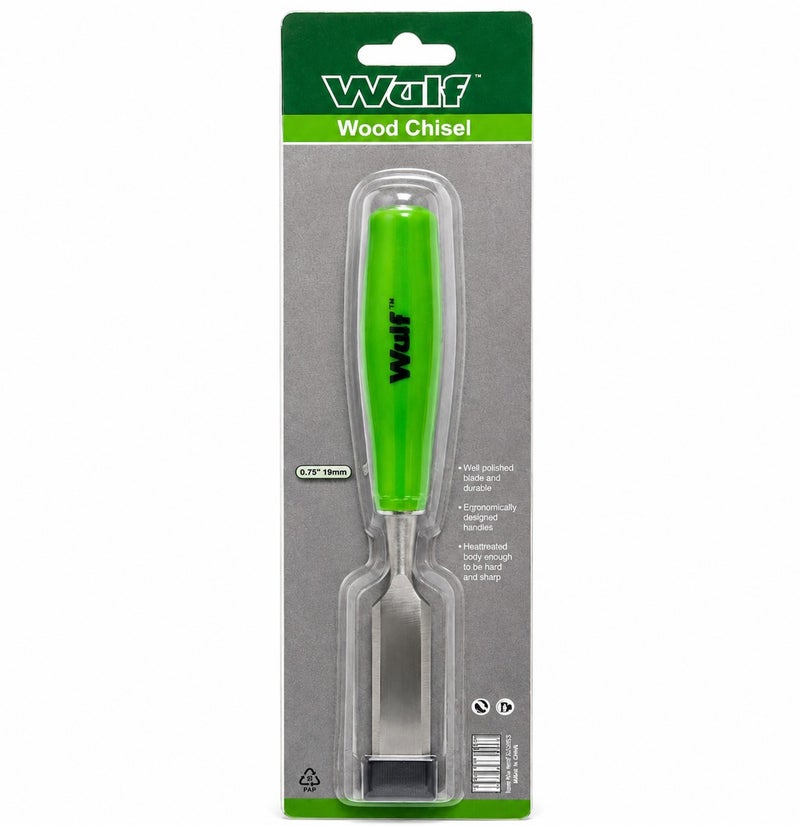 Wulf Wood Chisel 0.75 Inch 18mm Heavy Duty Woodworking Chisel with Hardened Steel Blade Ergonomic Handle for Carving Shaping Trimming and Wood Craft Work - Image 1