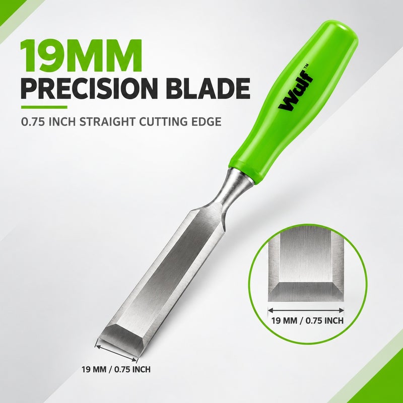 Wulf Wood Chisel 0.75 Inch 18mm Heavy Duty Woodworking Chisel with Hardened Steel Blade Ergonomic Handle for Carving Shaping Trimming and Wood Craft Work - Image 2