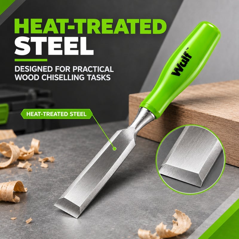 Wulf Wood Chisel 0.75 Inch 18mm Heavy Duty Woodworking Chisel with Hardened Steel Blade Ergonomic Handle for Carving Shaping Trimming and Wood Craft Work - Image 4