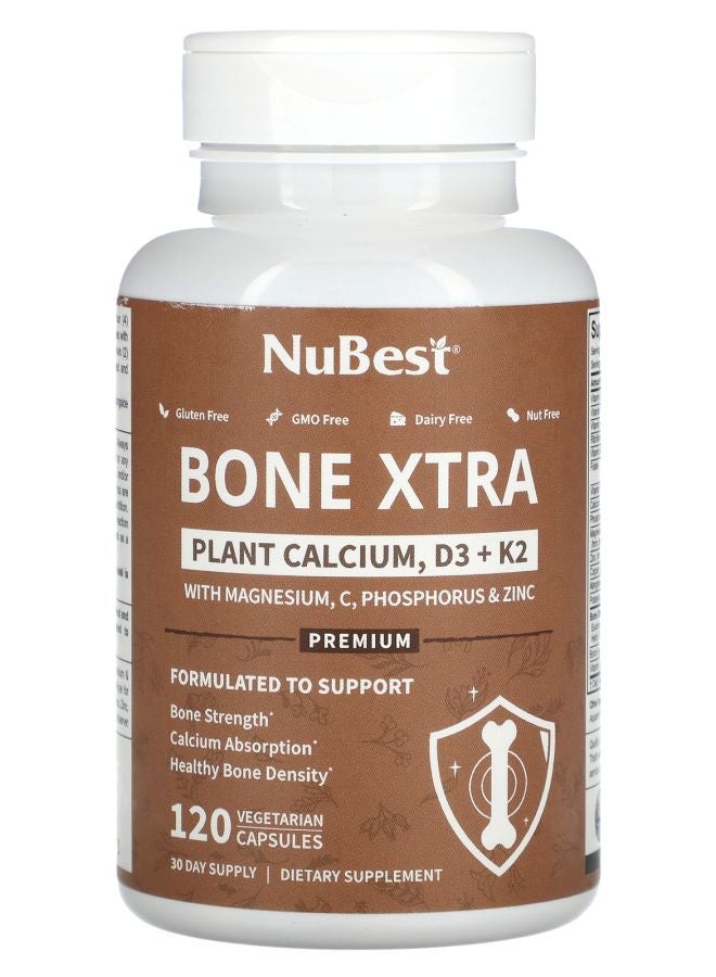 NuBest Bone Xtra Plant Calcium D3 + K2 120 Vegetarian Capsules