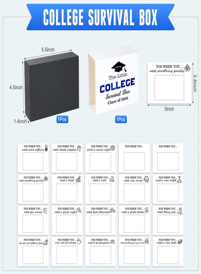 Jectivs 23Pcs College Greeting Card Care Package Graduation Survival Box,High School Class of 2026 Money Card Holder Graduation Gifts for Students Leaving Home Going Away Present University Gifts,Blue - Image 2