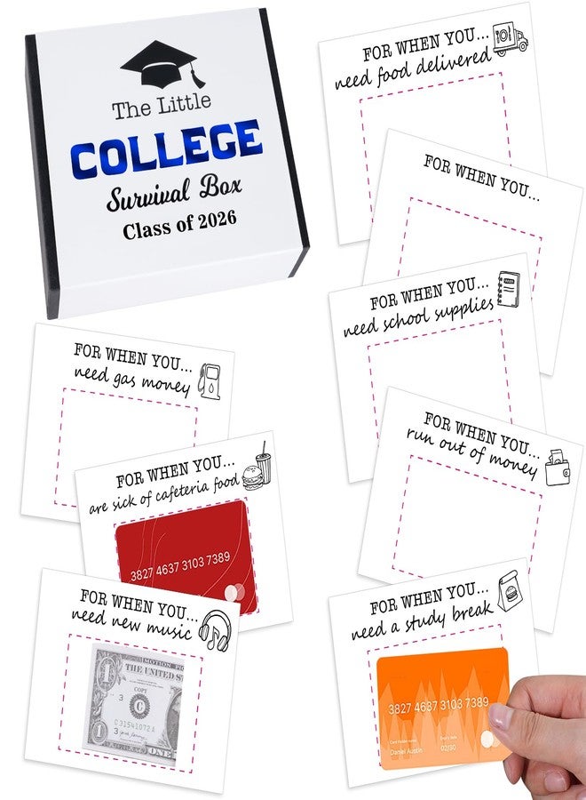 Jectivs 23Pcs College Greeting Card Care Package Graduation Survival Box,High School Class of 2026 Money Card Holder Graduation Gifts for Students Leaving Home Going Away Present University Gifts,Blue - Image 1