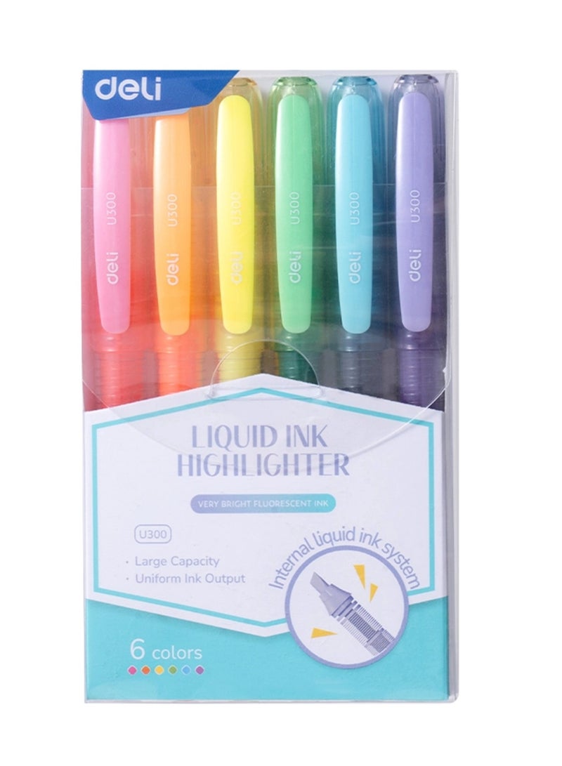 Deli 6-Piece Liquid Ink Highlighter Assorted Colours  - Image 1