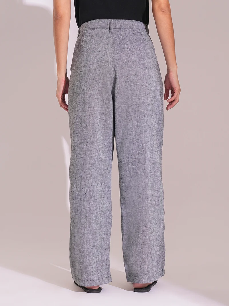 globus Women Cotton High-Rise Wide Leg Formal Trousers