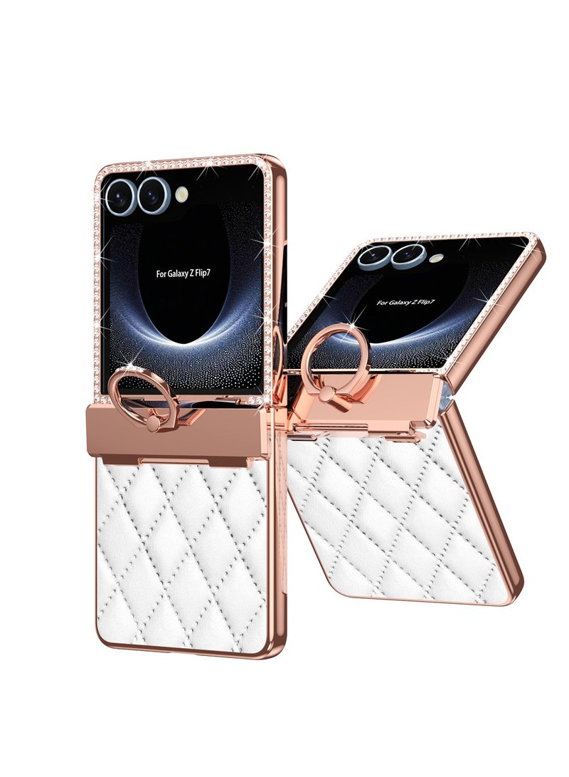 general Compatible with Samsung Z Flip7 mobile phone case folding screen diamond small fragrance all-inclusive dropproof protective leather case - Image 2