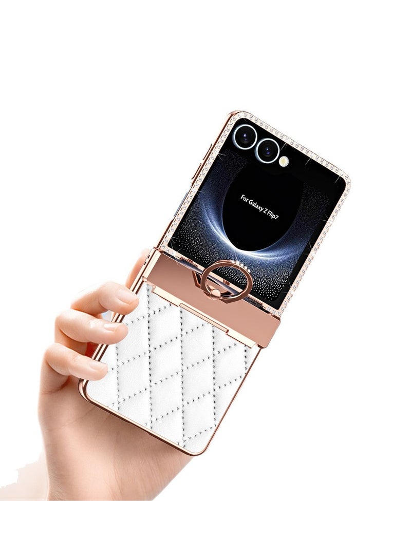 general Compatible with Samsung Z Flip7 mobile phone case folding screen diamond small fragrance all-inclusive dropproof protective leather case - Image 4