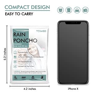TORASO بونشو مطر TORASO مع غطاء رأس للبالغين، بونشو مطر شفاف قابل للتصرف للبالغين، معاطف مطر طارئة قابلة للتصرف (YP، 4 قطع) - Image 4