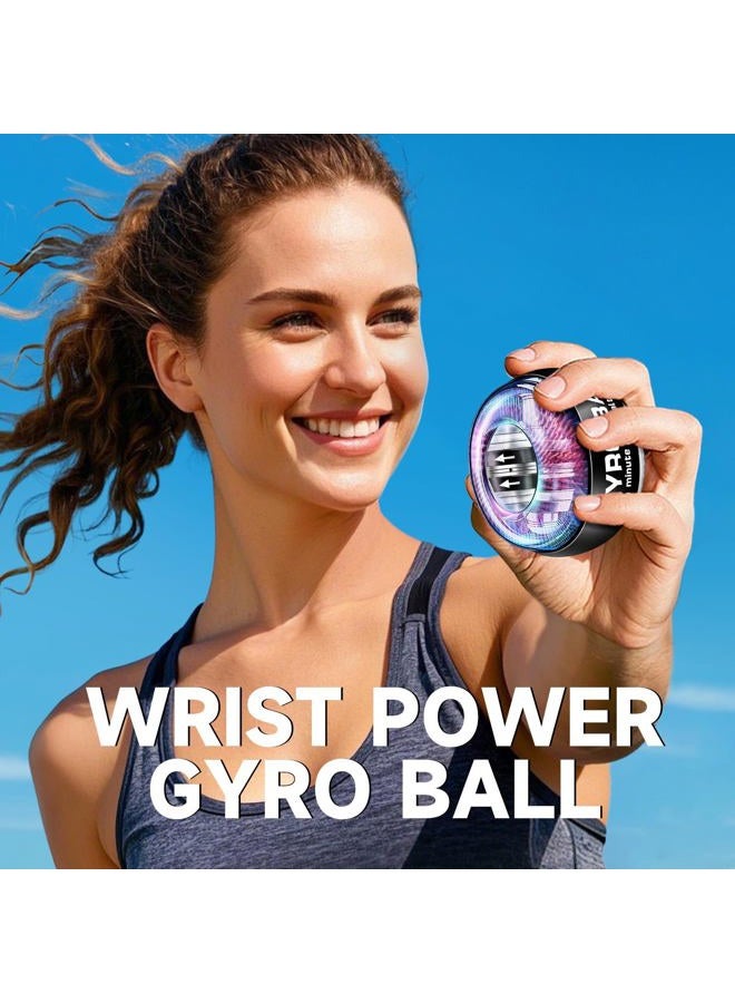 XMALL Wrist Power Gyro Ball, Hand Forearm Strengthener, Wrist Trainer, Auto-Start Colorful Lighting (Black) - Image 2