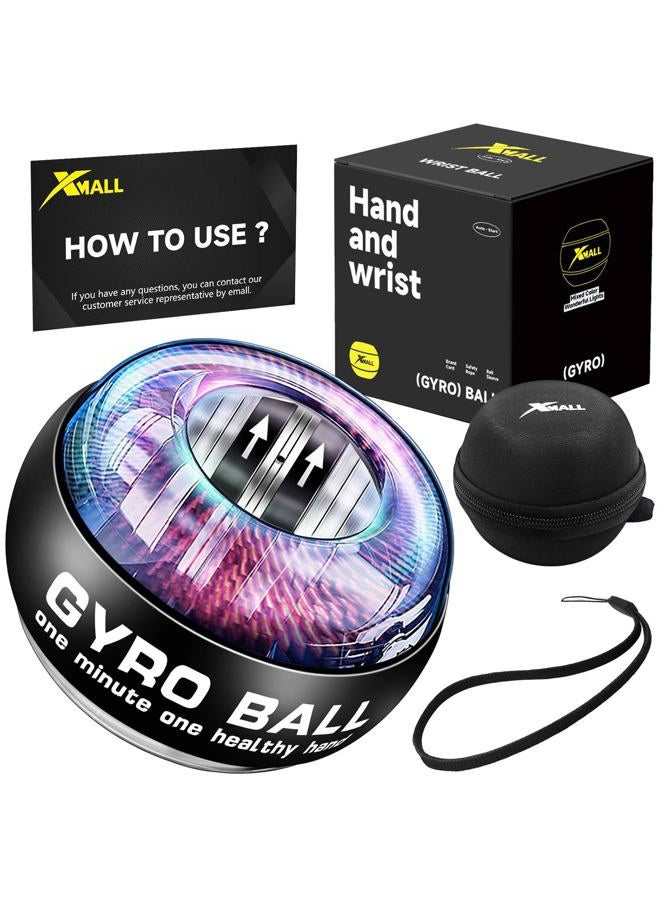XMALL Wrist Power Gyro Ball, Hand Forearm Strengthener, Wrist Trainer, Auto-Start Colorful Lighting (Black) - Image 1
