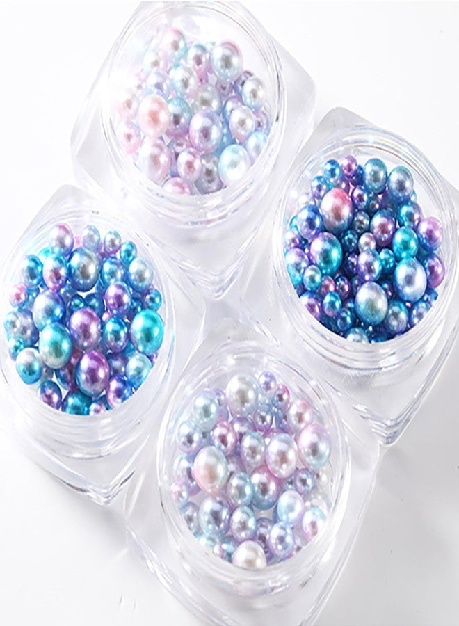 SILPECWEE 8 Boxes Mermaid Nail Pearls Iridescent Circular&Semi Circular Nail Art Pearl 3D Flat Back Pearl Nail Charms Pearls Beads Acrylic Nail Decorations for DIY Nails Accessories - Image 4