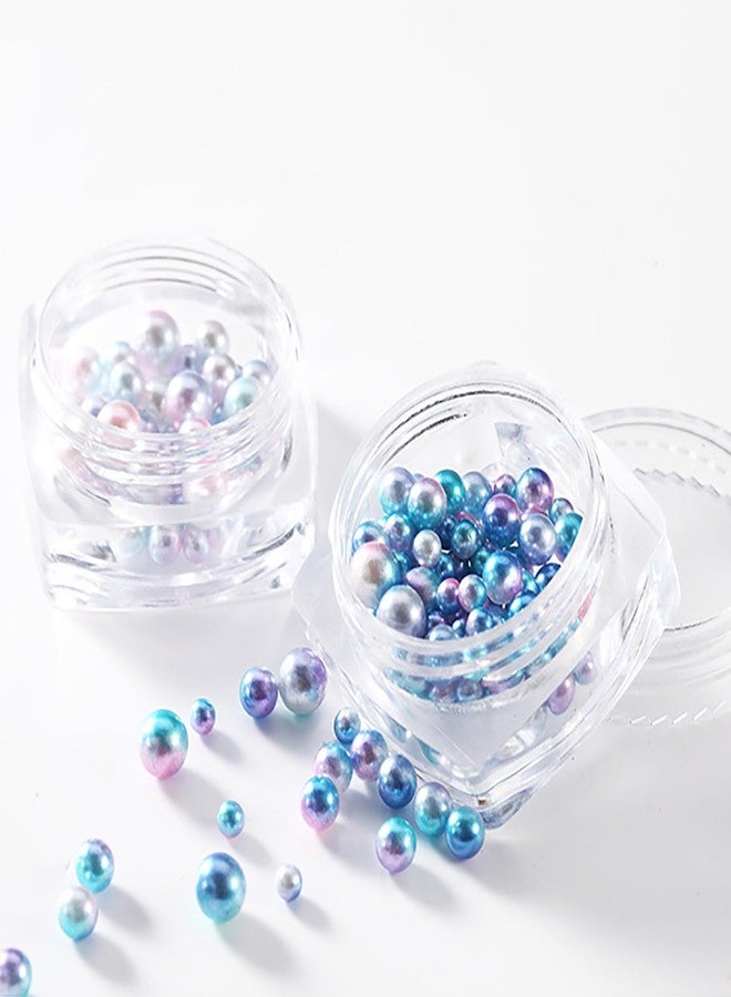 SILPECWEE 8 Boxes Mermaid Nail Pearls Iridescent Circular&Semi Circular Nail Art Pearl 3D Flat Back Pearl Nail Charms Pearls Beads Acrylic Nail Decorations for DIY Nails Accessories - Image 3